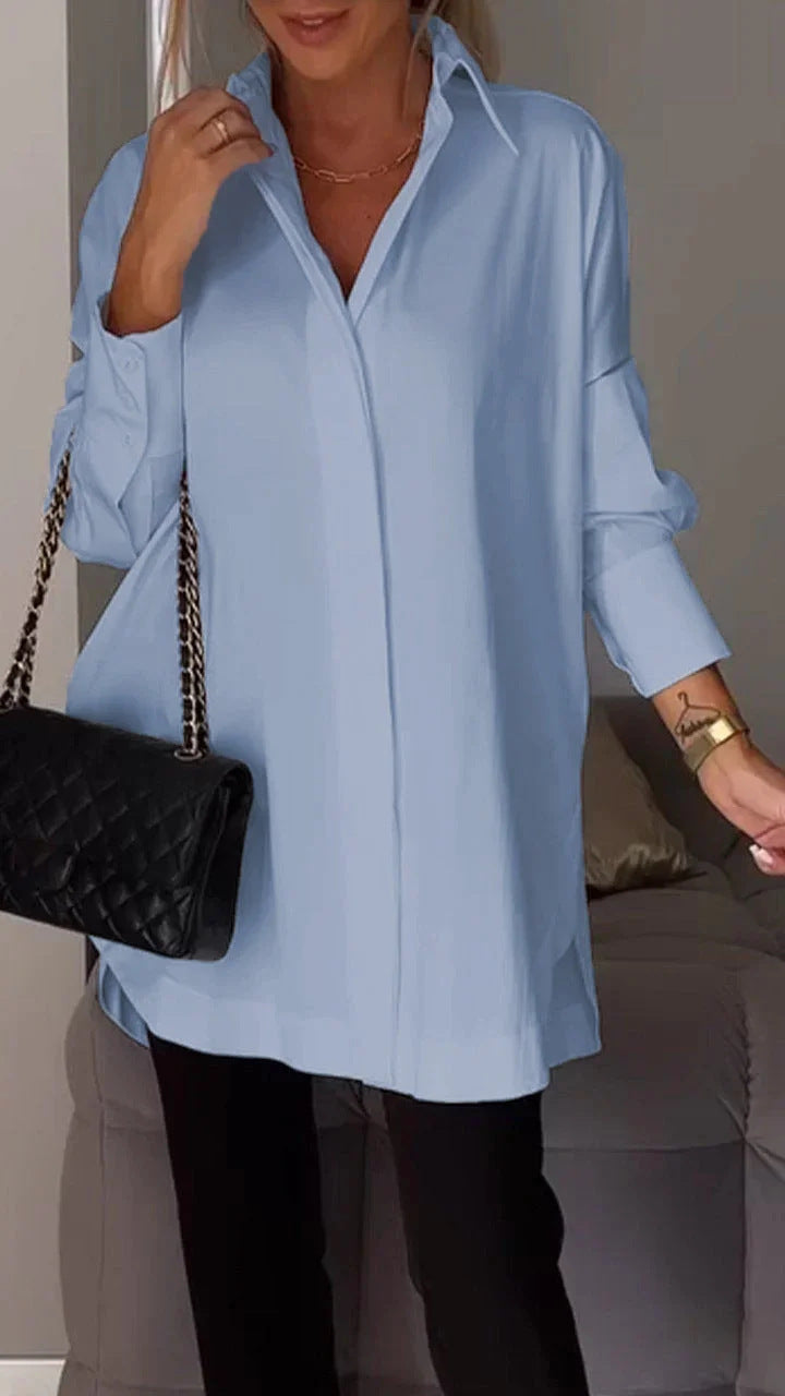 Oversized Lapel Button Shirt Dress