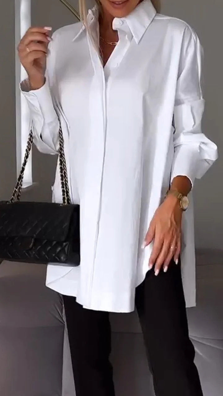 Oversized Lapel Button Shirt Dress