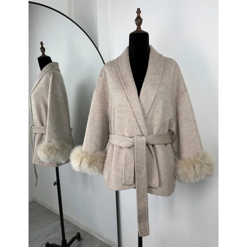 Fur Woolen Short Coat