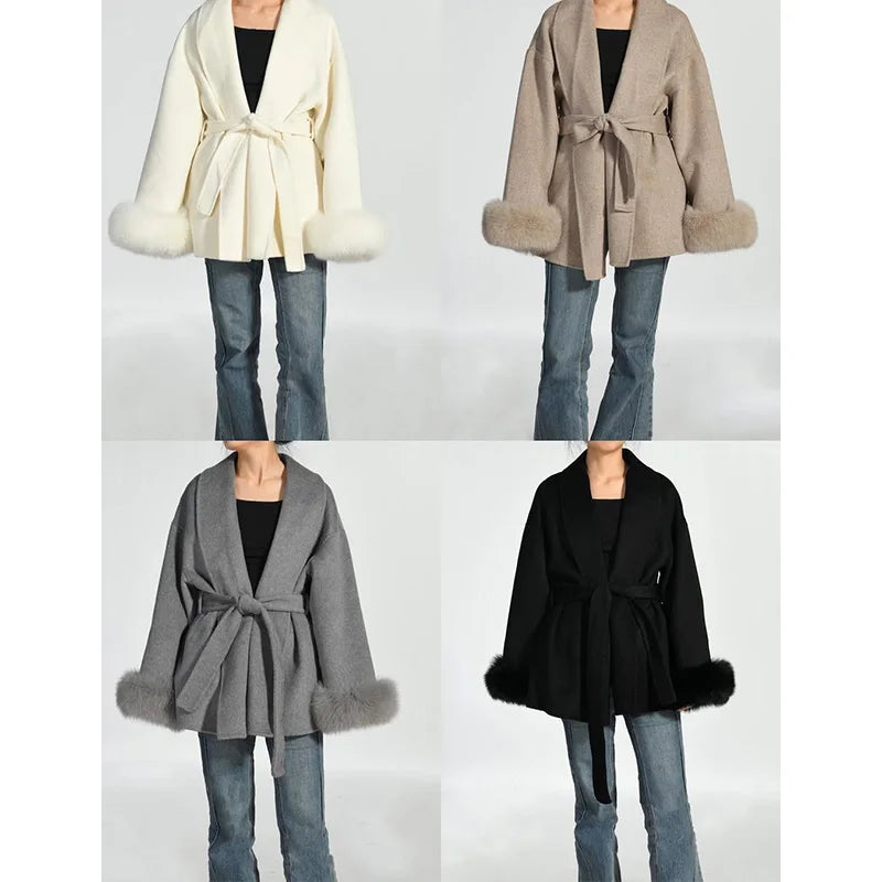 Fur Woolen Short Coat