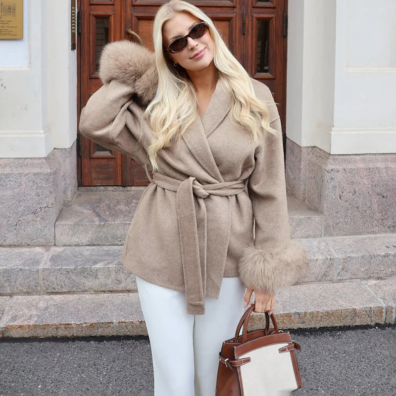 Fur Woolen Short Coat