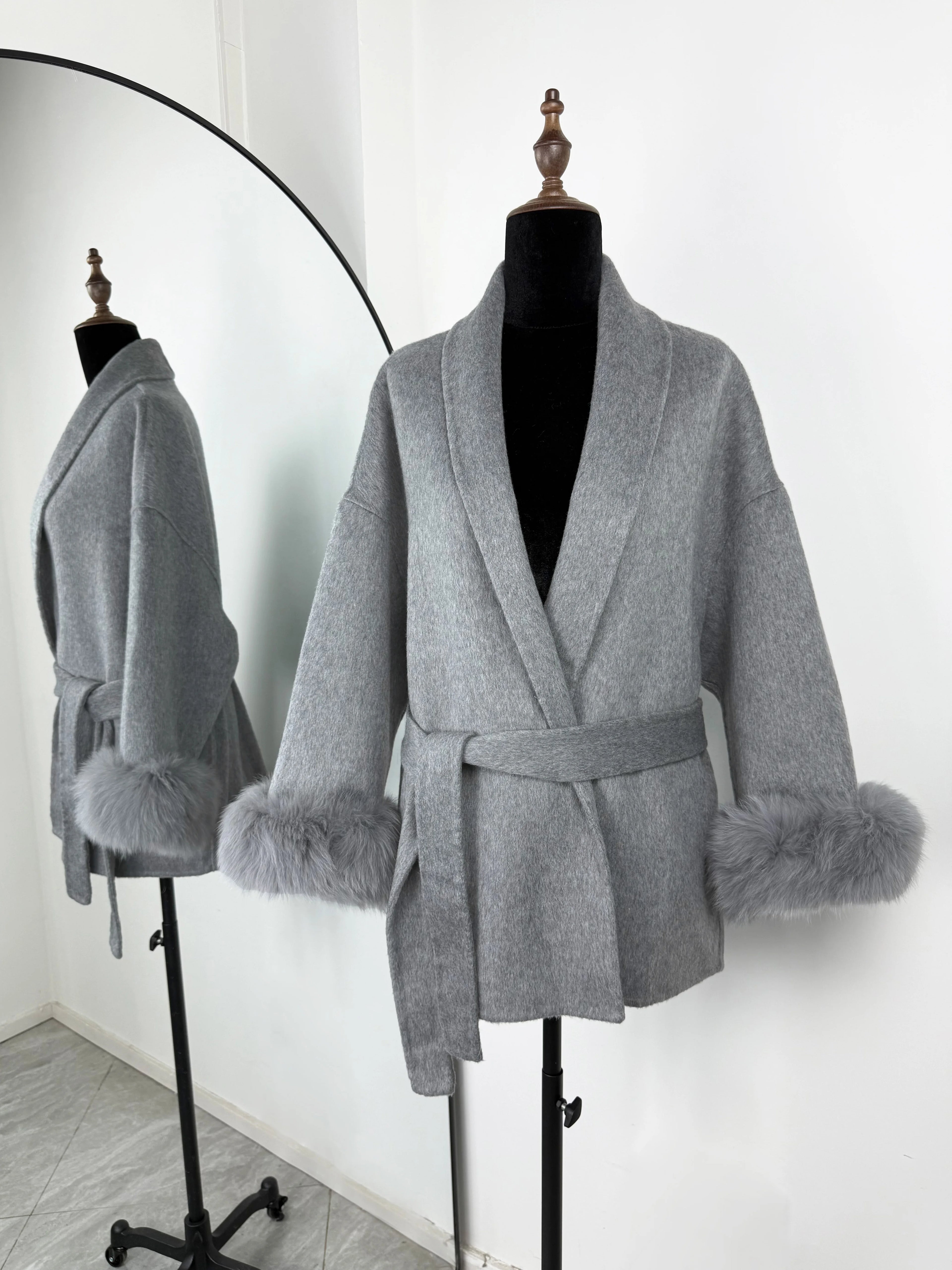 Fur Woolen Short Coat