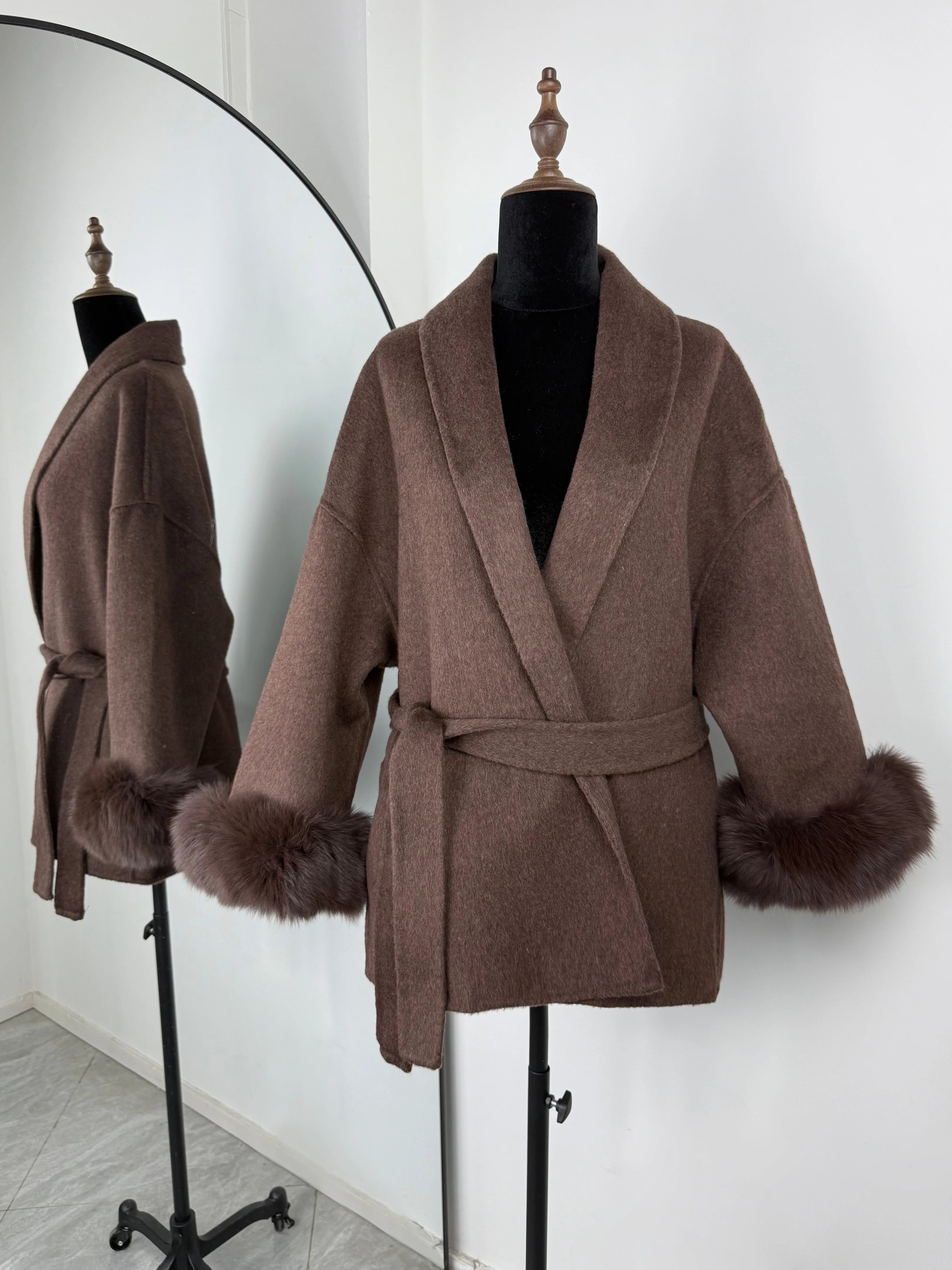Fur Woolen Short Coat