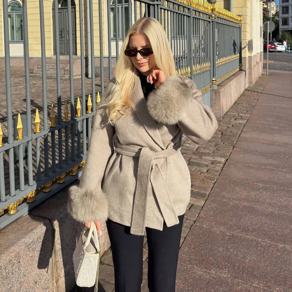 Fur Woolen Short Coat