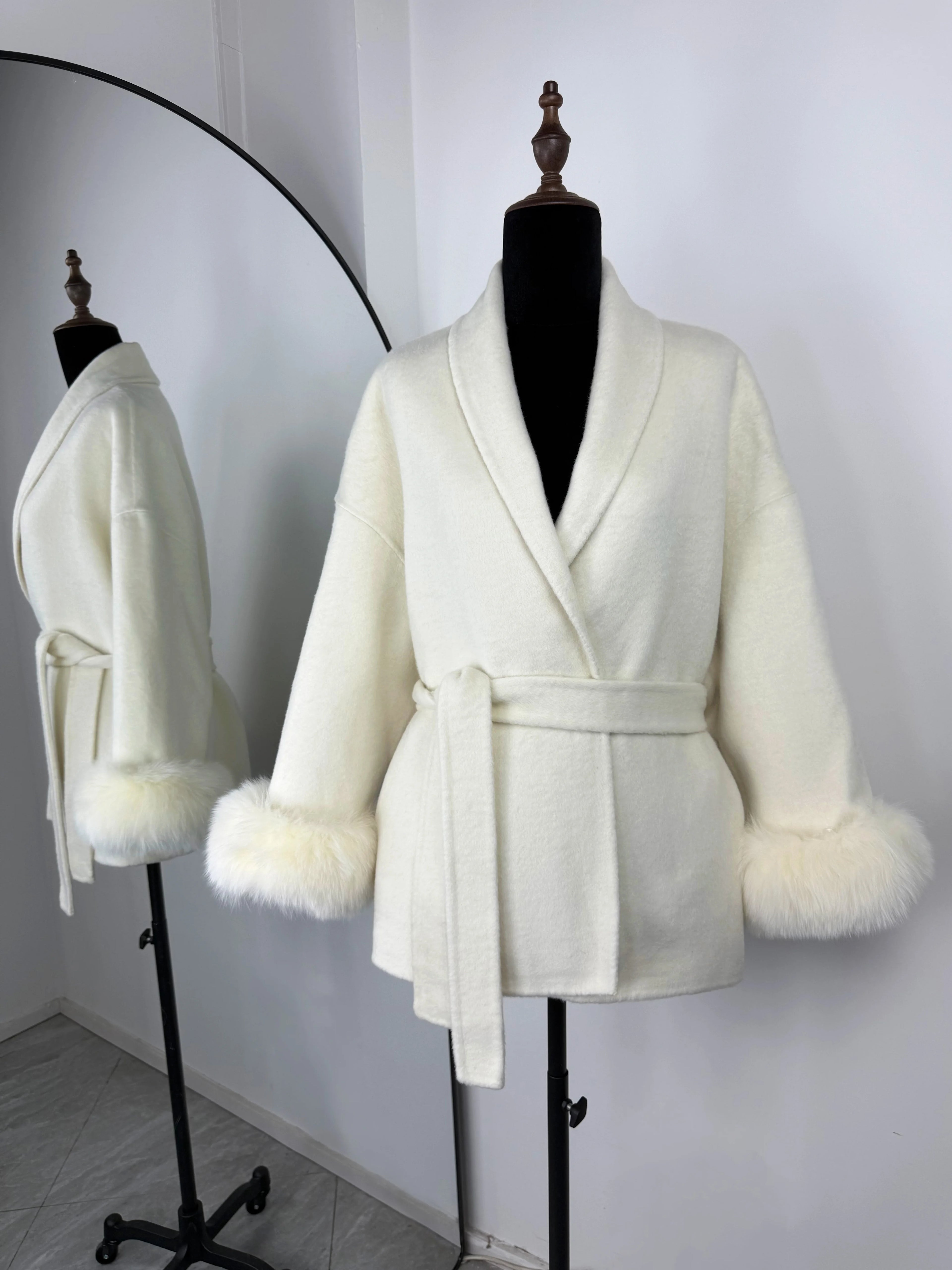 Fur Woolen Short Coat