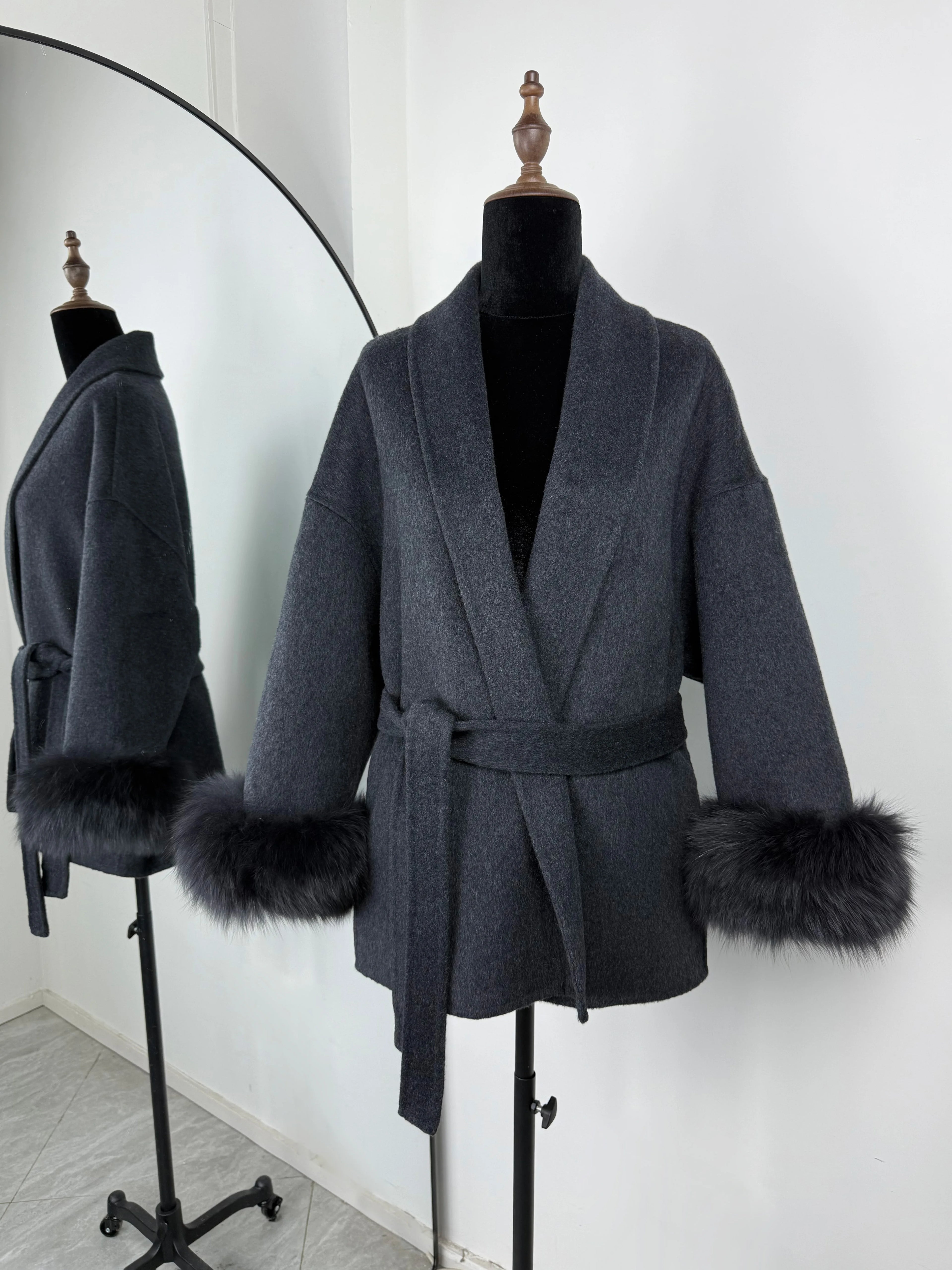 Fur Woolen Short Coat