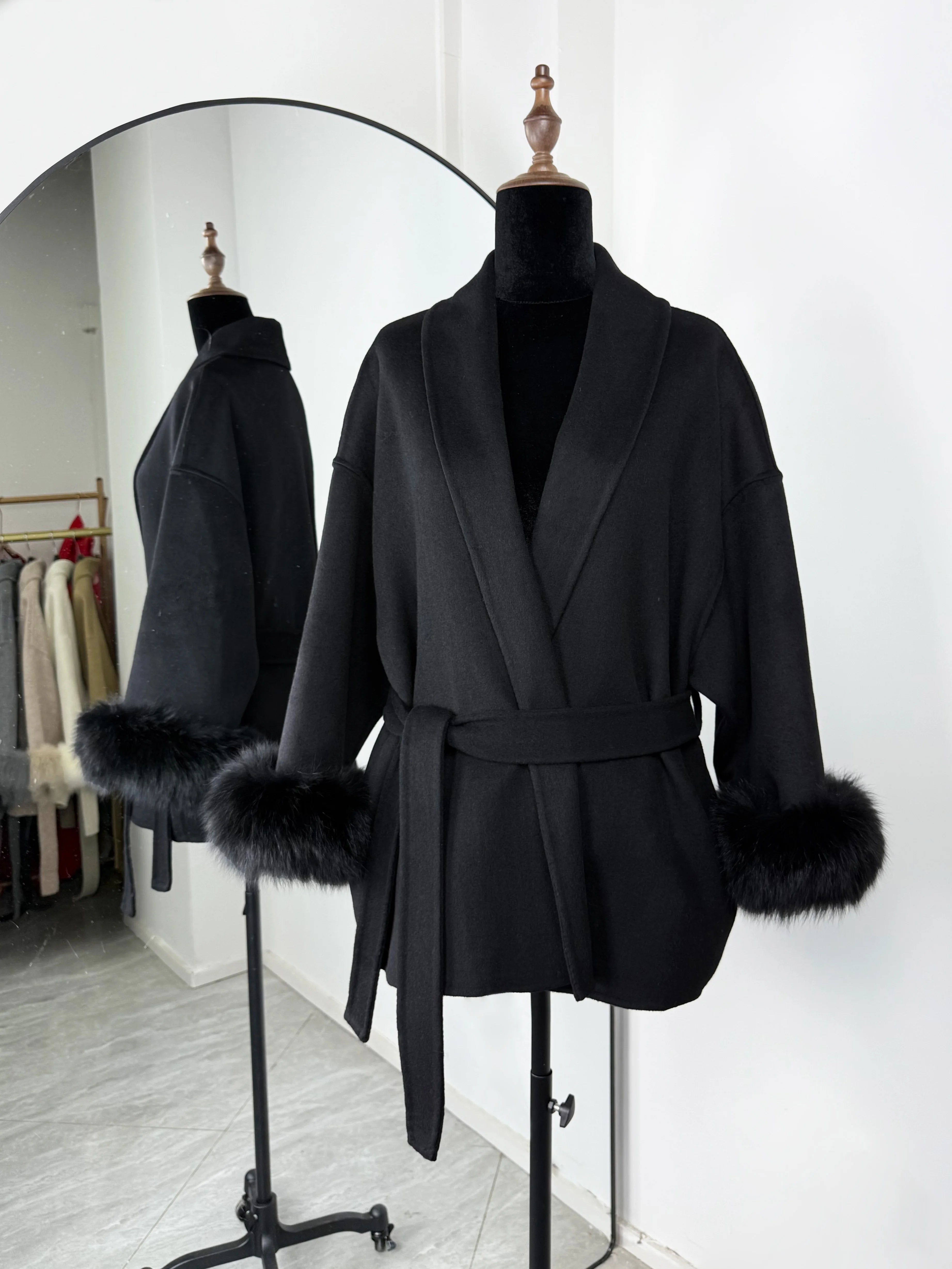 Fur Woolen Short Coat