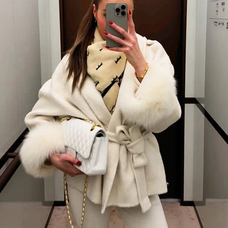 Fur Woolen Short Coat