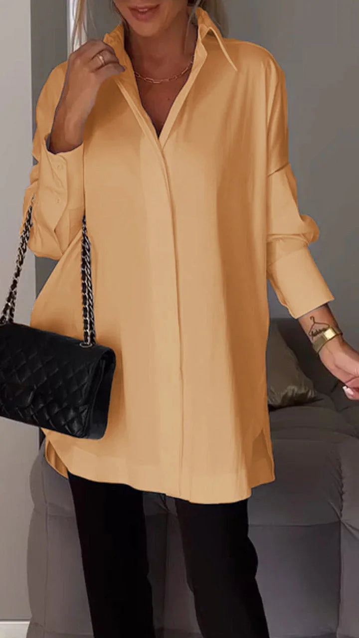 Oversized Lapel Button Shirt Dress