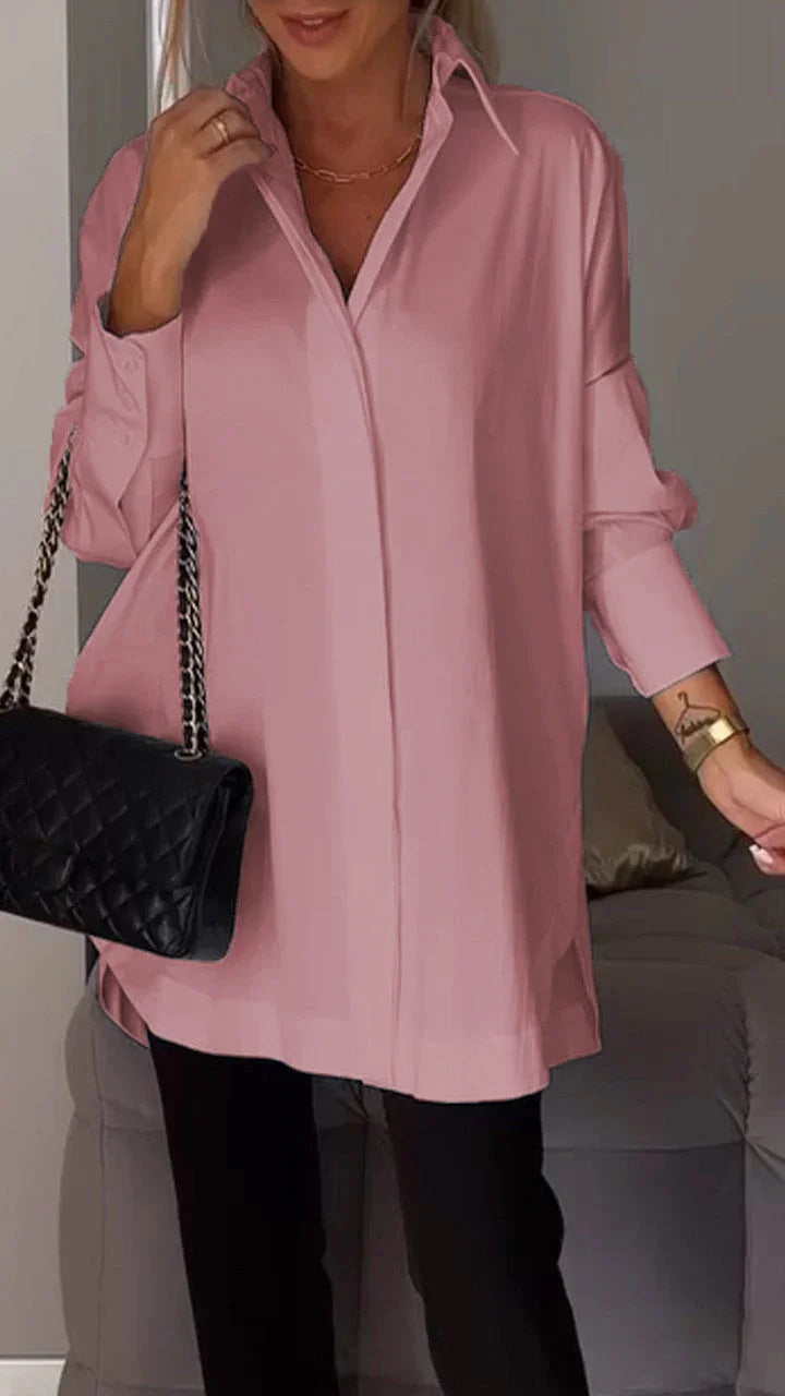Oversized Lapel Button Shirt Dress